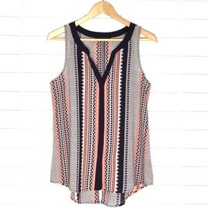 Sanctuary | Peach/Navy/White Patterned Stripes Top